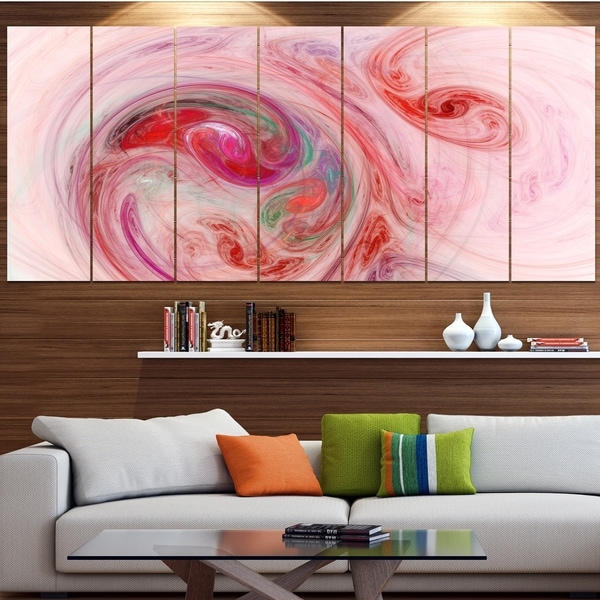 Designart 'Red Fractal Abstract Illustration' Abstract Canvas Wall Art