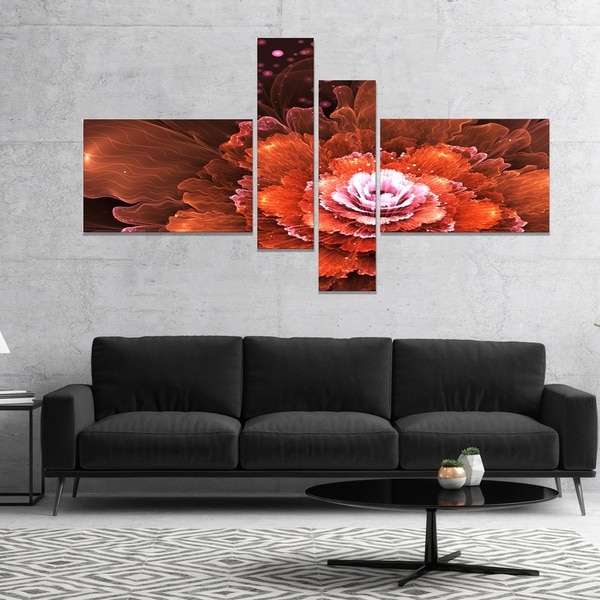 Designart 'Fractal Orange Flower' Floral Art Canvas Print