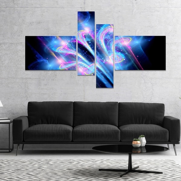 Designart 'Blue Fractal Flower in Space' Floral Art Canvas Print