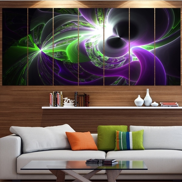 Designart 'Glowing Purple Green Plasma' Abstract Wall Art Canvas