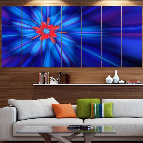 Designart 'Rotating Fractal Blue Fireworks' Floral Wall Art on Canvas