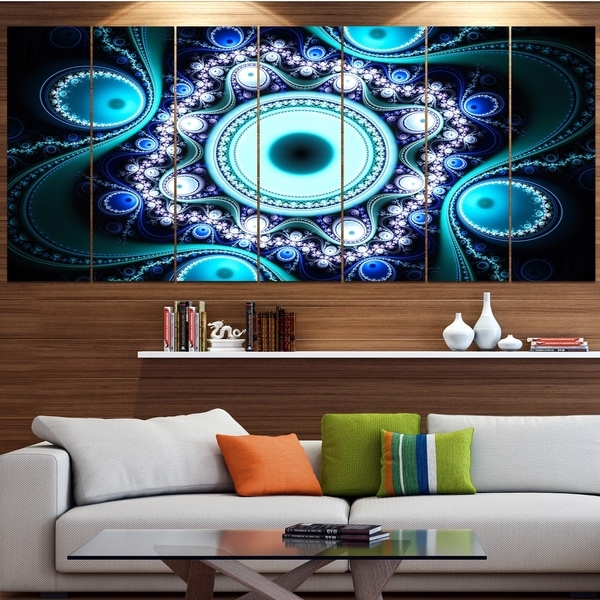 Designart 'Turquoise Fractal Pattern with Circles' Abstract Wall Art on Canvas