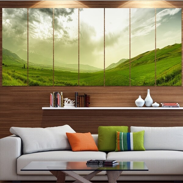 Designart 'Meadow under Clouds Panorama' Landscape Wall Artwork
