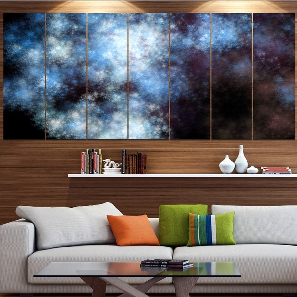 Designart 'Blue White Starry Fractal Sky' Abstract Art on Canvas