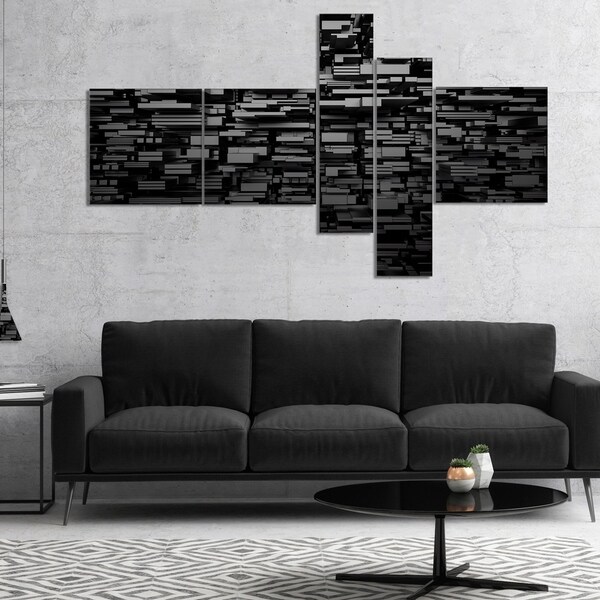 Designart 'Black 3D Geometric Background' Abstract Canvas Art Print