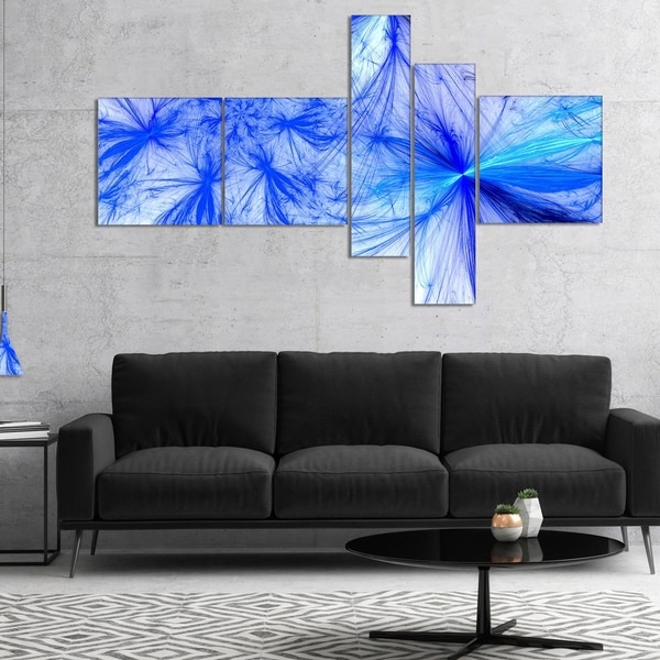 Designart 'Christmas Fireworks Blue' Abstract Print On Canvas