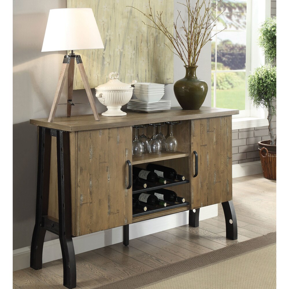 Furniture of America  Wuff Industrial Oak Metal 2-cabinet Dining Serverr (Oak)