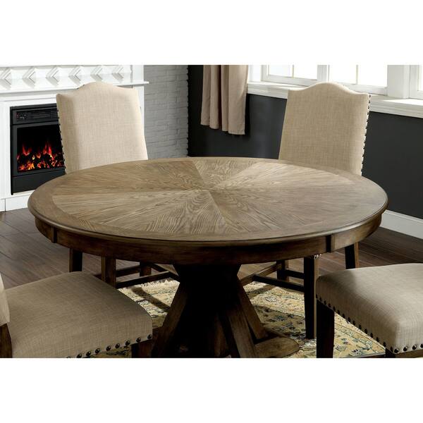 Shop Black Friday Deals On Furniture Of America Dice Rustic Oak 54 Inch Solid Wood Dining Table On Sale Overstock 19826047