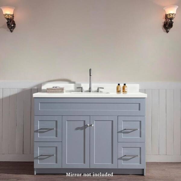 Shop Ariel Hamlet 49 In Single Sink Vanity With White Quartz Countertop In Grey Overstock 19826134