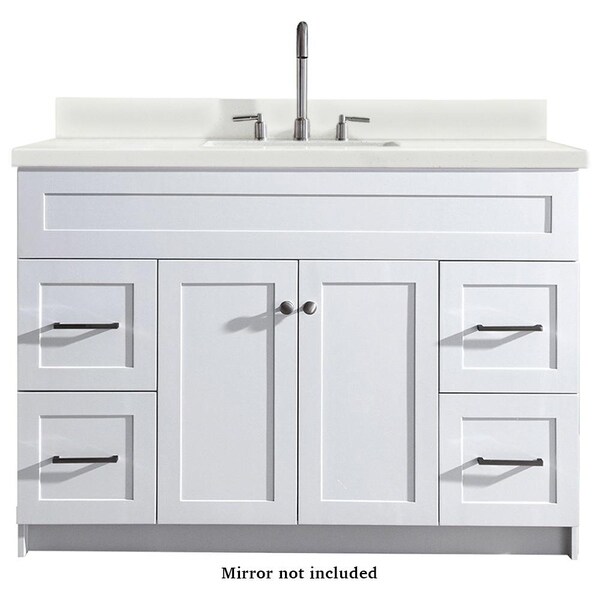 Ariel Hamlet 49 In. Single Sink Vanity With White Quartz Countertop In White