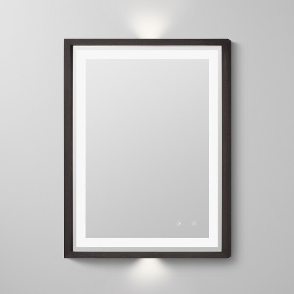30" Albert Wood Frame LED Mirror in Oak Toscana Overstock 19829680