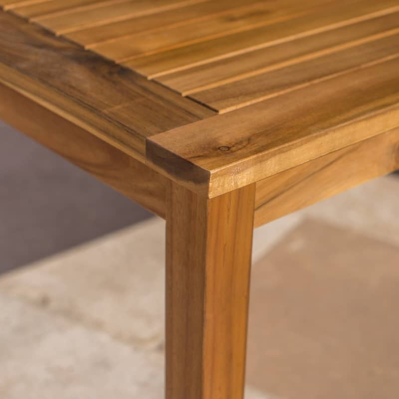 Peyton Outdoor Cushioned Acacia Wood Loveseat and Table Set by Christopher Knight Home