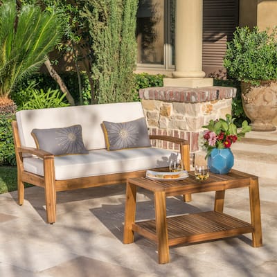 Grenada Acacia Loveseat Coffee Table Set by Christopher Knight Home