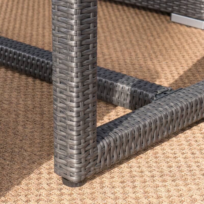 Santa Rosa Outdoor 8-Piece Rectangle Aluminum Wicker Dining Sofa Set with Cushions by Christopher Knight Home