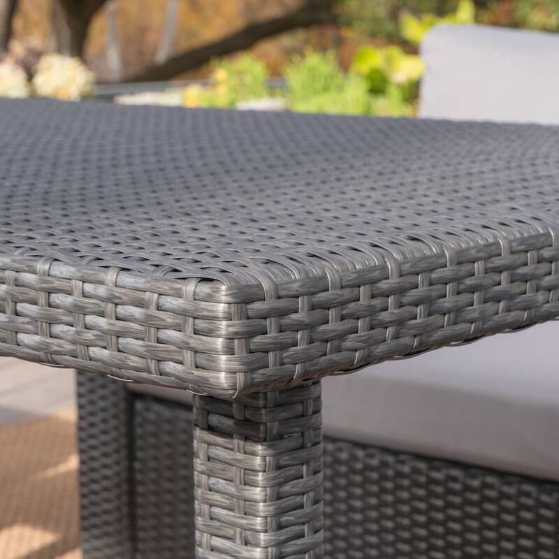 Santa Rosa Outdoor 8-Piece Rectangle Aluminum Wicker Dining Sofa Set with Cushions by Christopher Knight Home