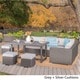preview thumbnail 3 of 14, Santa Rosa Outdoor 8-Piece Rectangle Aluminum Wicker Dining Sofa Set with Cushions by Christopher Knight Home Grey/Silver