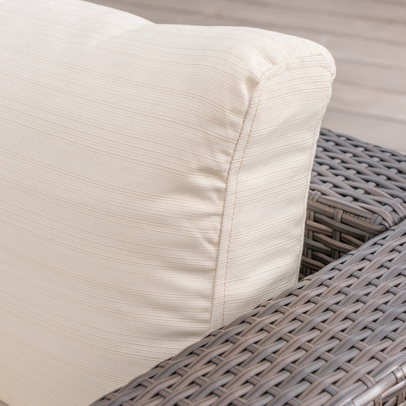 Santa Rosa Outdoor 7Piece Rectangle Aluminum Wicker Dining Sofa Set with Cushions by