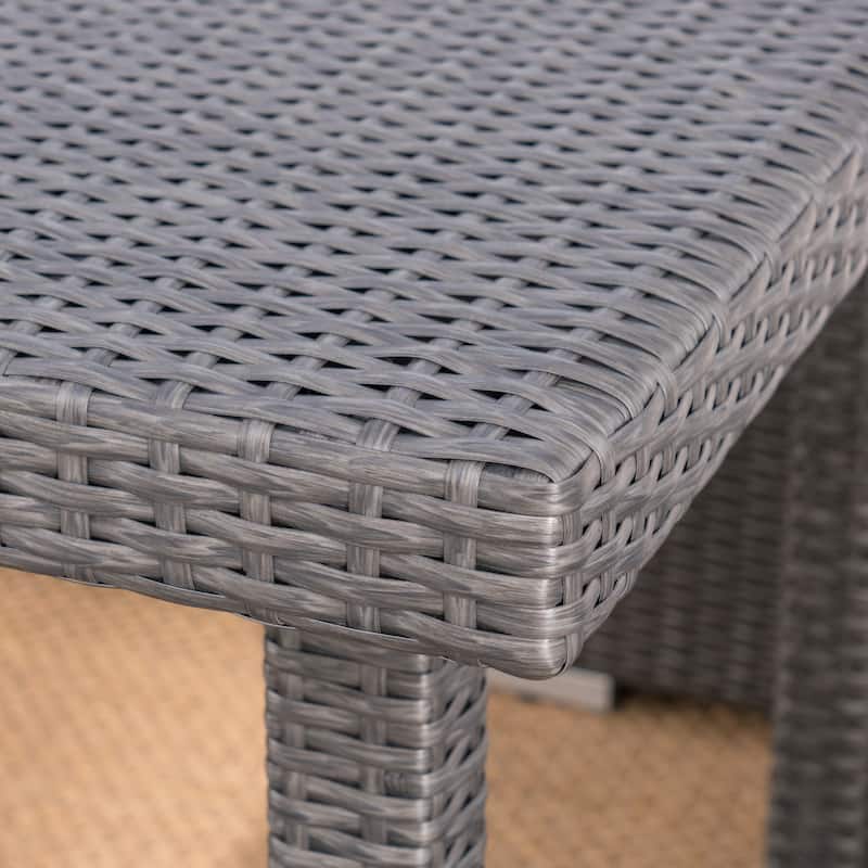 Santa Rosa Outdoor 7-Piece Rectangle Aluminum Wicker Dining Sofa Set with Cushions by Christopher Knight Home