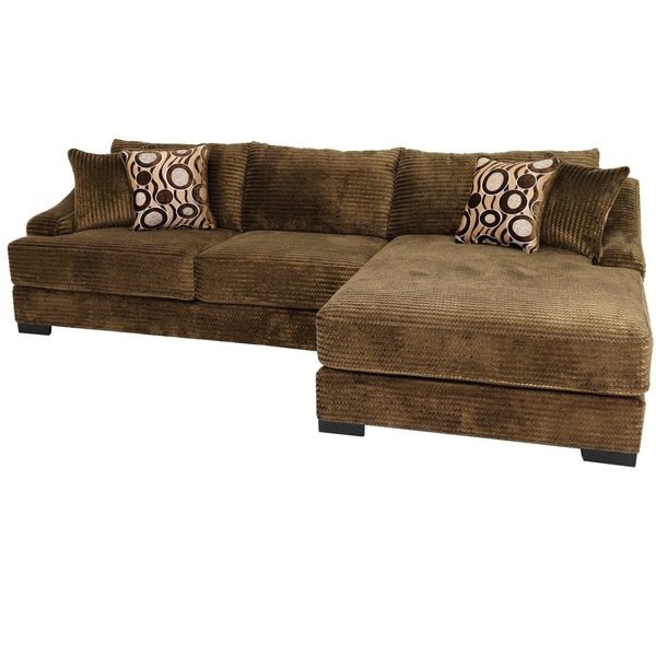 Buffalo Transitional Velvet Brown Upholstered Sectional Sofa
