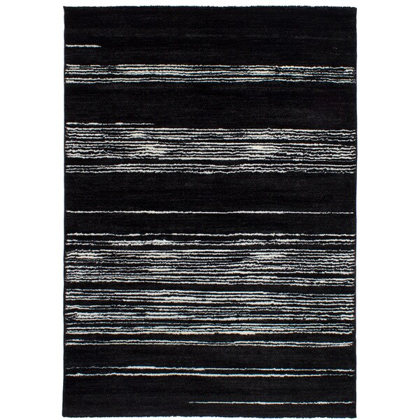 eCarpetGalley Soho Black Polypropylene Shag - 6'7 x 9'6
