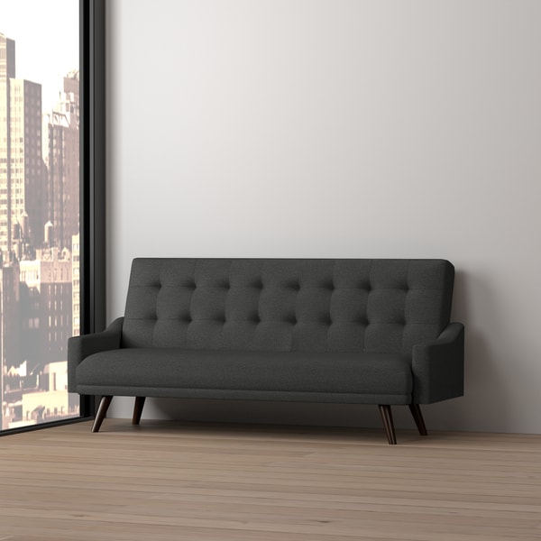 Handy Living Olney Click Clack Charcoal Black Futon Sleeper Handy Living Olney Click Clack Charcoal Black Futon Sleeper Sofa