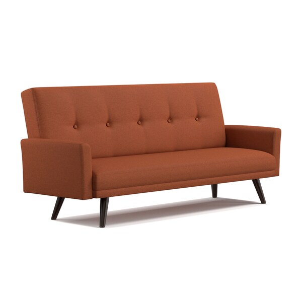 Handy Living Mancos Click Clack Orange Linen Futon Sleeper Sofa