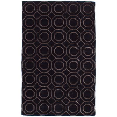 Hand Tufted Trellis Black Silk, Wool Rug - 5'0" x 8'0"