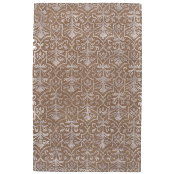 eCarpetGallery Hand-Tufted Abstract Art Brown Wool, Art Silk Rug (5'0 x 8'0)