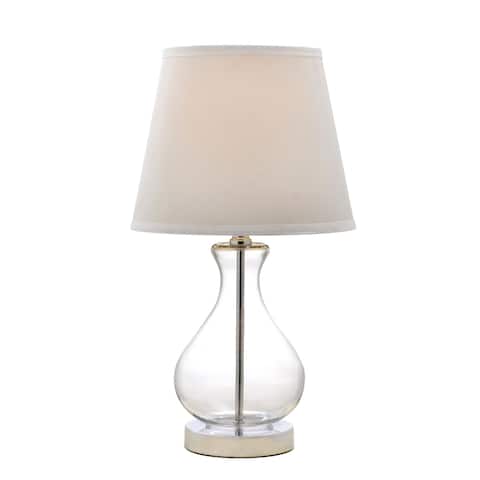 Catalina Lighting Transitional Juliette Glass Accent Lamp, White Shade and On/Off Switch, 18"H, Clear - 10" x 10"x 18"