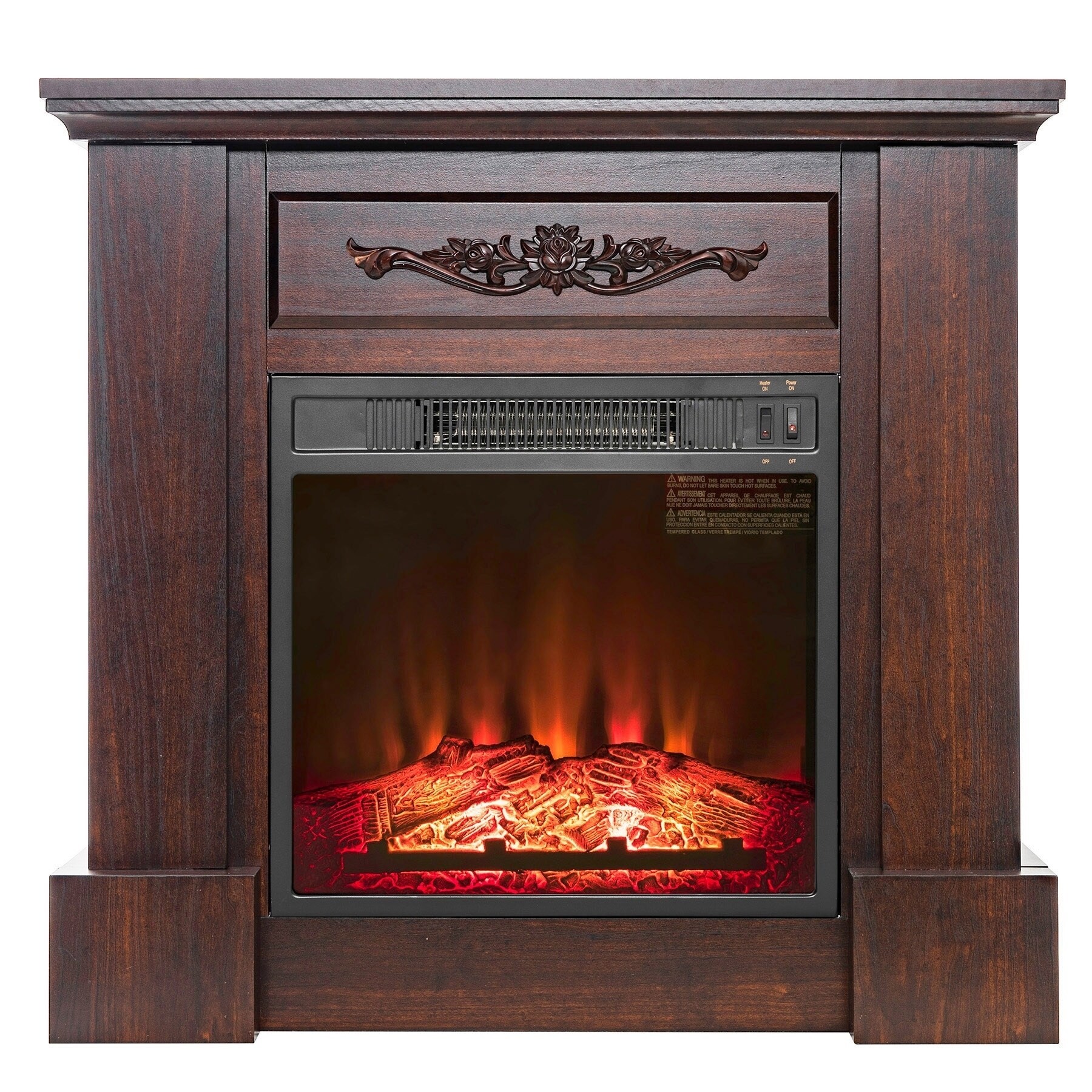 Shop Akdy Fp0089 32 Electric Fireplace Insert Brown Wooden Mantel