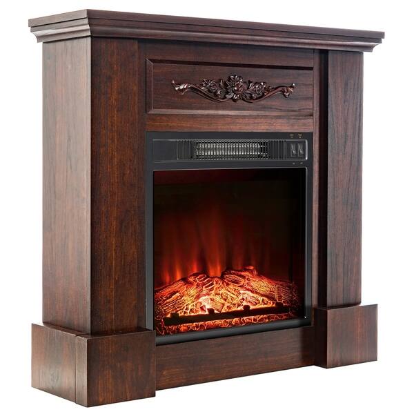 Shop Akdy Fp0089 32 Electric Fireplace Insert Brown Wooden Mantel