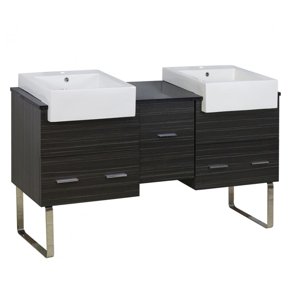 59.5-in. W 18-in. D Modern Plywood-Melamine Vanity Base Set Only In Dawn Grey
