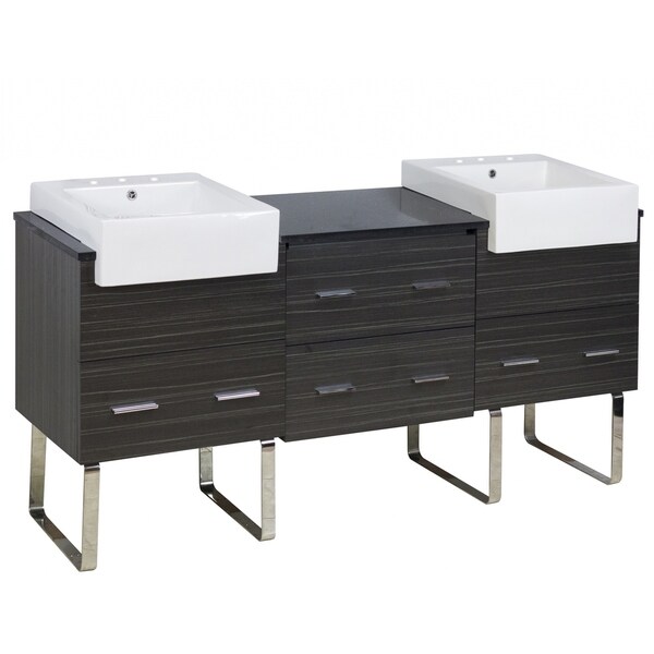 68.75-in. W 18-in. D Modern Plywood-Melamine Vanity Base Set Only In Dawn Grey