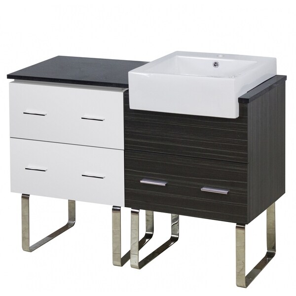 48.75-in. W Floor Mount White-Dawn Grey Vanity Set For 1 Hole Drilling Black Galaxy Top