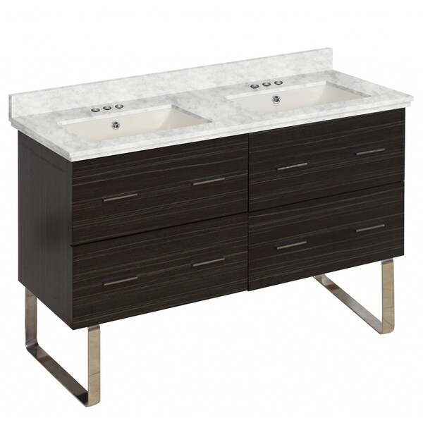 47.5-in. W Floor Mount Dawn Grey Vanity Set For 3H4-in. Drilling Bianca Carara Top Biscuit UM Sink