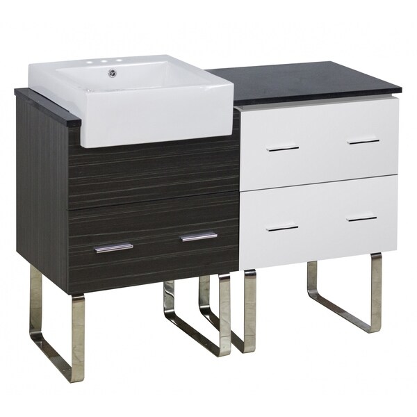 48.75-in. W Floor Mount White-Dawn Grey Vanity Set For 3H4-in. Drilling Black Galaxy Top