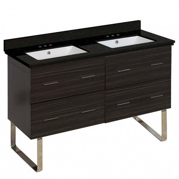 47.5-in. W Floor Mount Dawn Grey Vanity Set For 3H4-in. Drilling Black Galaxy Top White UM Sink