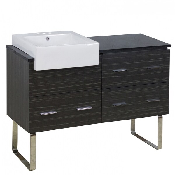 48.75-in. W Floor Mount Dawn Grey Vanity Set For 3H4-in. Drilling Black Galaxy Top