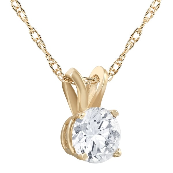 14K YELLOW GOLD FINISH 1//2 CT ROUND DIAMOND SOLITAIRE BEZEL PENDANT 18/" CHAIN