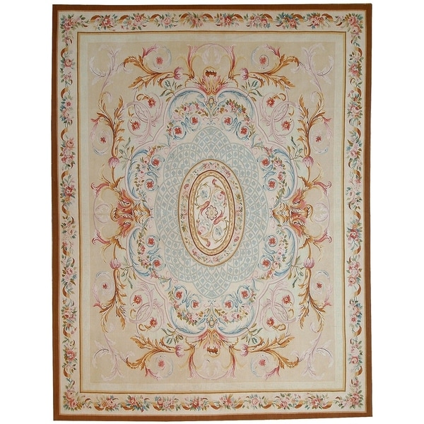 Aubusson Ivory Hand-Woven New Zealand Wool Area Rug (9' 2" X 11'11") - 9' x 12'