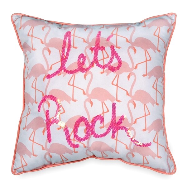 Scribble Let's Rock Flamingo 16-Inch Square Decorative Throw Pillow
