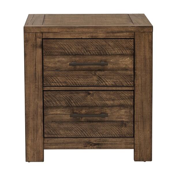 Shop Dajono Rustic Brown Finish Pine Wood 2 Drawer Nightstand Overstock 19839108