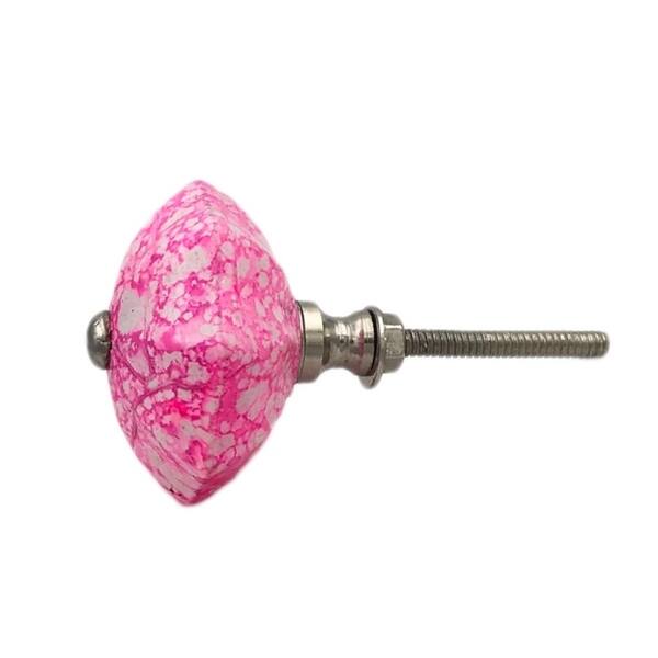 Shop Bright Shiny Hot Pink Marbled Glass Knob For Drawers