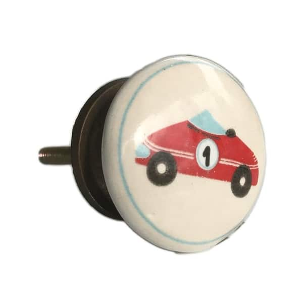 Shop Red Race Car 1 Flat Ceramic Decorative Cabinet Knobs