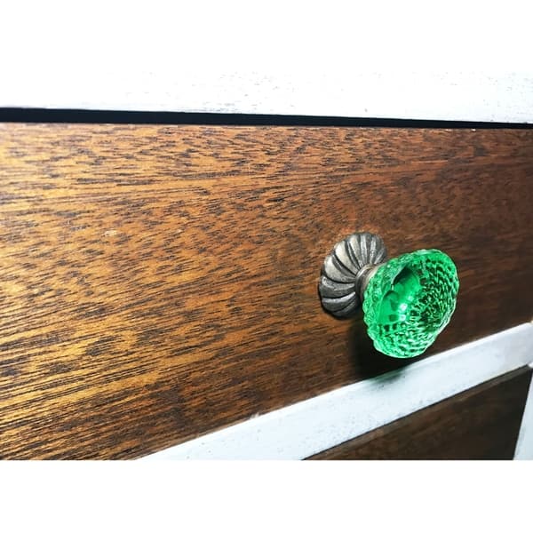 Shop Green Glass With Back Plate Dresser Cabinet Knobs Set Of 6