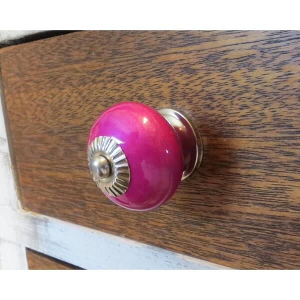Shop Neon Hot Pink Ceramic Knob Pull For Dresser Drawer Cabinet