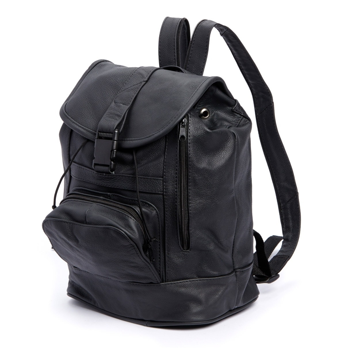 black genuine leather backpack