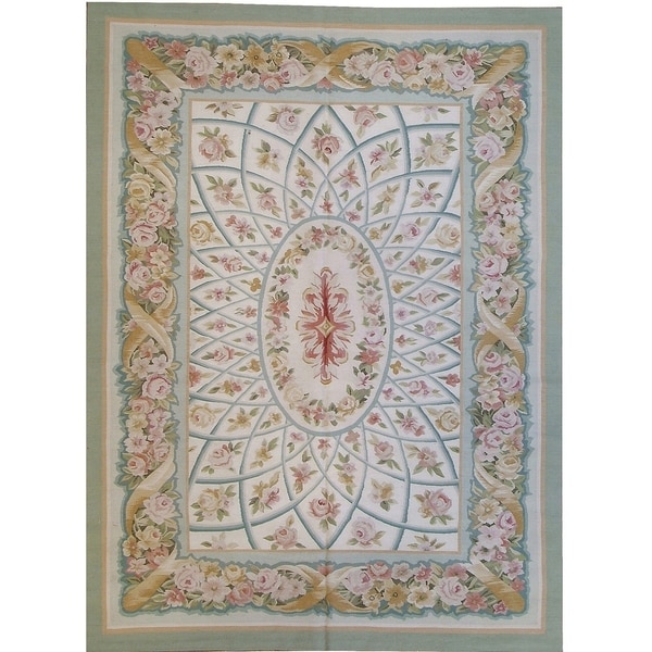 Pasargad Aubusson Hand-Woven New Zealand Wool Rug (8' 1" X 9' 9") - 8' x 10'