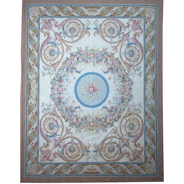 Pasargad Aubusson Hand-Woven New Zealand Wool Rug (8' 0" X 10' 3") - Multi - 8' x 10'