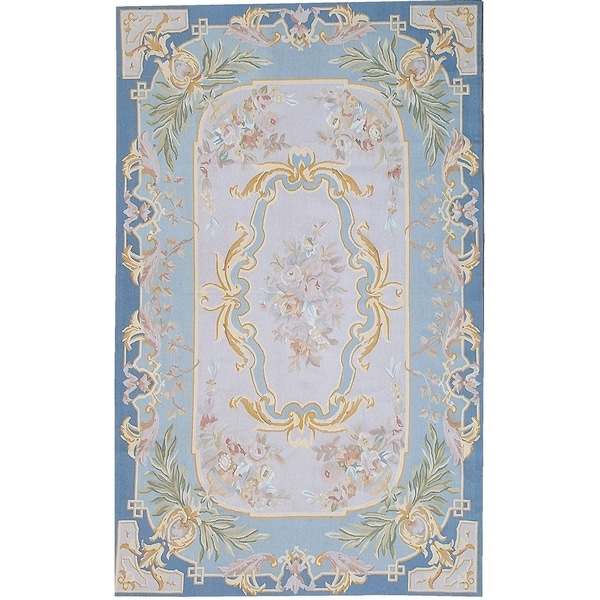 Pasargad Aubusson Hand-Woven New Zealand Wool Rug (5' 0" X 8' 0") - 5' x 8'